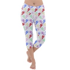 Colorful Cherubs White Lightweight Velour Capri Yoga Leggings by snowwhitegirl