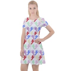 Colorful Cherubs White Cap Sleeve Velour Dress 