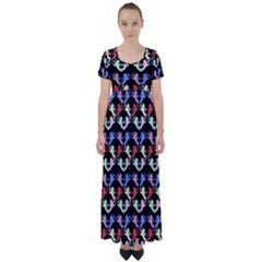 Colorful Cherubs Black High Waist Short Sleeve Maxi Dress