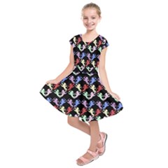 Colorful Cherubs Black Kids  Short Sleeve Dress by snowwhitegirl