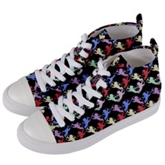 Colorful Cherubs Black Women s Mid-top Canvas Sneakers by snowwhitegirl