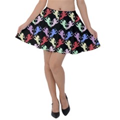 Colorful Cherubs Black Velvet Skater Skirt by snowwhitegirl