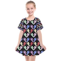 Colorful Cherubs Black Kids  Smock Dress