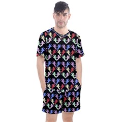 Colorful Cherubs Black Men s Mesh Tee And Shorts Set