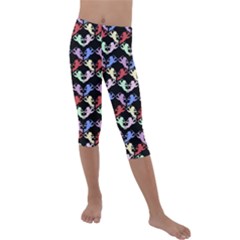 Colorful Cherubs Black Kids  Lightweight Velour Capri Leggings 