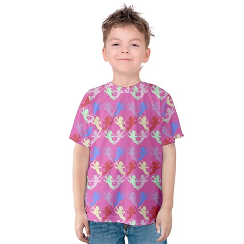 Colorful Cherubs Pink Kids  Cotton Tee by snowwhitegirl