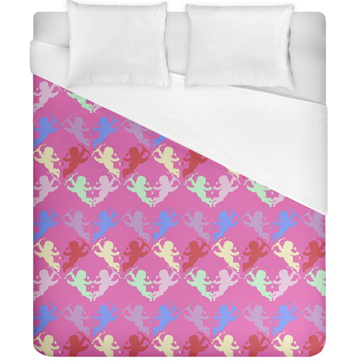 Colorful Cherubs Pink Duvet Cover (California King Size)