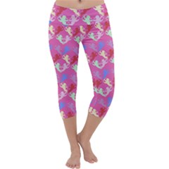 Colorful Cherubs Pink Capri Yoga Leggings by snowwhitegirl