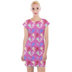 Colorful Cherubs Pink Cap Sleeve Bodycon Dress