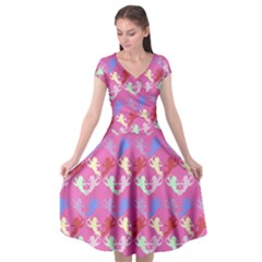 Colorful Cherubs Pink Cap Sleeve Wrap Front Dress