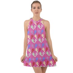 Colorful Cherubs Pink Halter Tie Back Chiffon Dress by snowwhitegirl