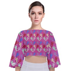 Colorful Cherubs Pink Tie Back Butterfly Sleeve Chiffon Top