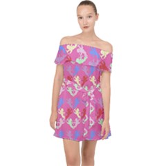 Colorful Cherubs Pink Off Shoulder Chiffon Dress