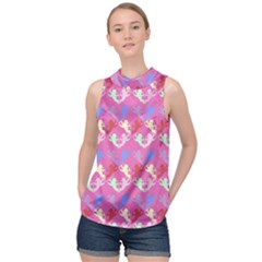 Colorful Cherubs Pink High Neck Satin Top