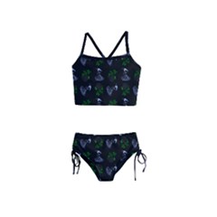 Gothic Girl Rose Black Pattern Girls  Tankini Swimsuit by snowwhitegirl