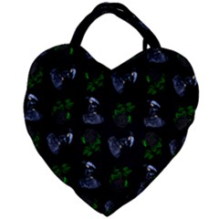 Gothic Girl Rose Black Pattern Giant Heart Shaped Tote