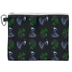 Gothic Girl Rose Black Pattern Canvas Cosmetic Bag (xxl)