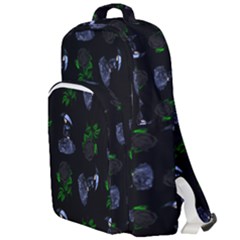 Gothic Girl Rose Black Pattern Double Compartment Backpack