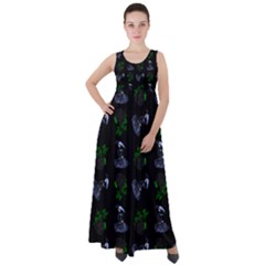 Gothic Girl Rose Black Pattern Empire Waist Velour Maxi Dress