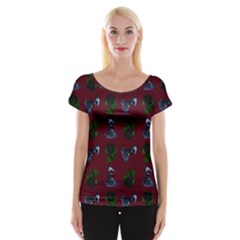 Gothic Girl Rose Red Pattern Cap Sleeve Top by snowwhitegirl