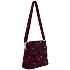 Gothic Girl Rose Red Pattern Zipper Messenger Bag