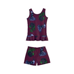 Gothic Girl Rose Red Pattern Kids  Boyleg Swimsuit