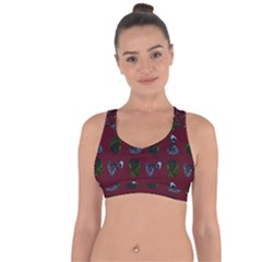 Gothic Girl Rose Red Pattern Cross String Back Sports Bra by snowwhitegirl