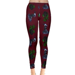 Gothic Girl Rose Red Pattern Inside Out Leggings