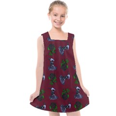 Gothic Girl Rose Red Pattern Kids  Cross Back Dress