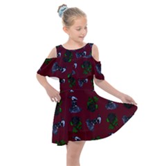 Gothic Girl Rose Red Pattern Kids  Shoulder Cutout Chiffon Dress by snowwhitegirl