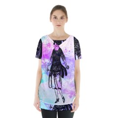 Vintage Girl Abstract Watercolor Skirt Hem Sports Top by snowwhitegirl