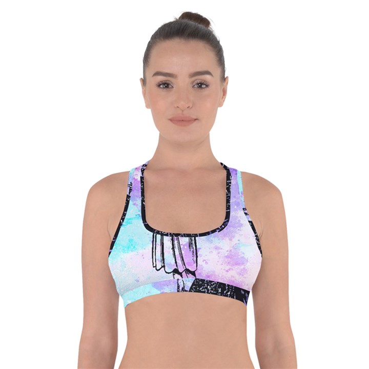 Vintage Girl Abstract Watercolor Cross Back Sports Bra