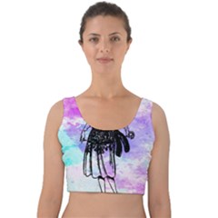 Vintage Girl Abstract Watercolor Velvet Crop Top