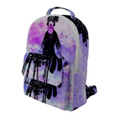 Vintage Girl Abstract Watercolor Flap Pocket Backpack (large)