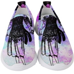 Vintage Girl Abstract Watercolor Kids  Slip On Sneakers