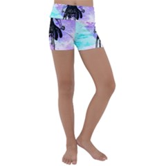 Vintage Girl Abstract Watercolor Kids  Lightweight Velour Yoga Shorts by snowwhitegirl