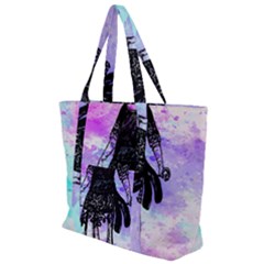 Vintage Girl Abstract Watercolor Zip Up Canvas Bag