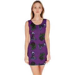 Gothic Girl Rose Purple Pattern Bodycon Dress by snowwhitegirl