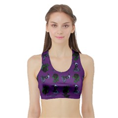 Gothic Girl Rose Purple Pattern Sports Bra With Border by snowwhitegirl