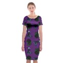 Gothic Girl Rose Purple Pattern Classic Short Sleeve Midi Dress View1