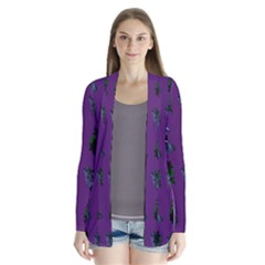 Gothic Girl Rose Purple Pattern Drape Collar Cardigan by snowwhitegirl