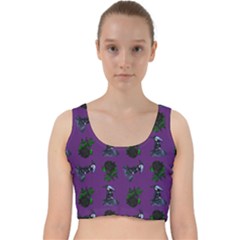 Gothic Girl Rose Purple Pattern Velvet Racer Back Crop Top