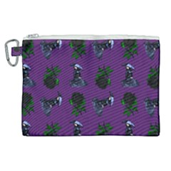 Gothic Girl Rose Purple Pattern Canvas Cosmetic Bag (xl)