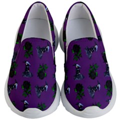 Gothic Girl Rose Purple Pattern Kids  Lightweight Slip Ons