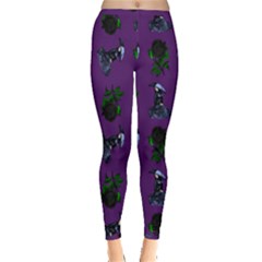 Gothic Girl Rose Purple Pattern Inside Out Leggings by snowwhitegirl