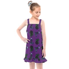 Gothic Girl Rose Purple Pattern Kids  Overall Dress by snowwhitegirl