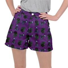 Gothic Girl Rose Purple Pattern Stretch Ripstop Shorts by snowwhitegirl