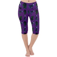 Gothic Girl Rose Purple Pattern Lightweight Velour Cropped Yoga Leggings