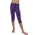 Gothic Girl Rose Purple Pattern Kids  Lightweight Velour Capri Leggings  View1