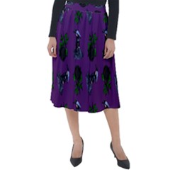 Gothic Girl Rose Purple Pattern Classic Velour Midi Skirt 